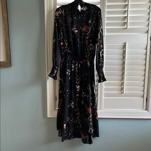 Nanette Lepore Black and Red High Low Mock Neck Dress